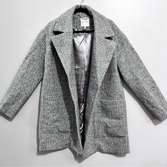 Avec Les Filles Herringbone Wool Blend Gray Cocoon Coat - Picture 10 of 16